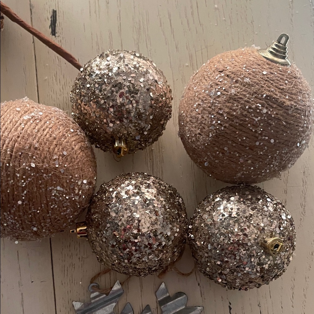 Rustic Farmhouse Holiday Ornament Set with Metal Accents - Picture 5 of 7